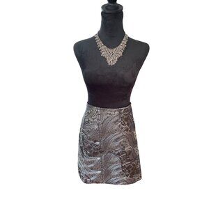 Ann Taylor Pencil Straight Skirt Women's Size 10 Black Silver Metallic Sequin
